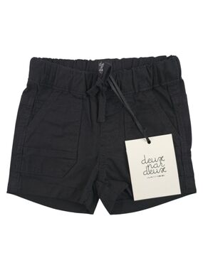 Deux Par Deux, Black Pull-On Drawstrings Shorts, 12M